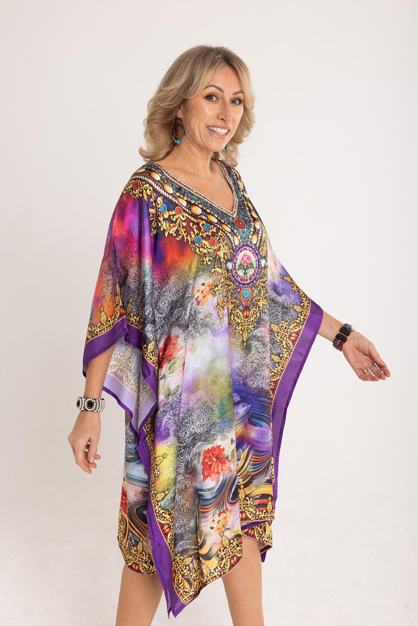 Short Satin - Purple Melody Kaftan