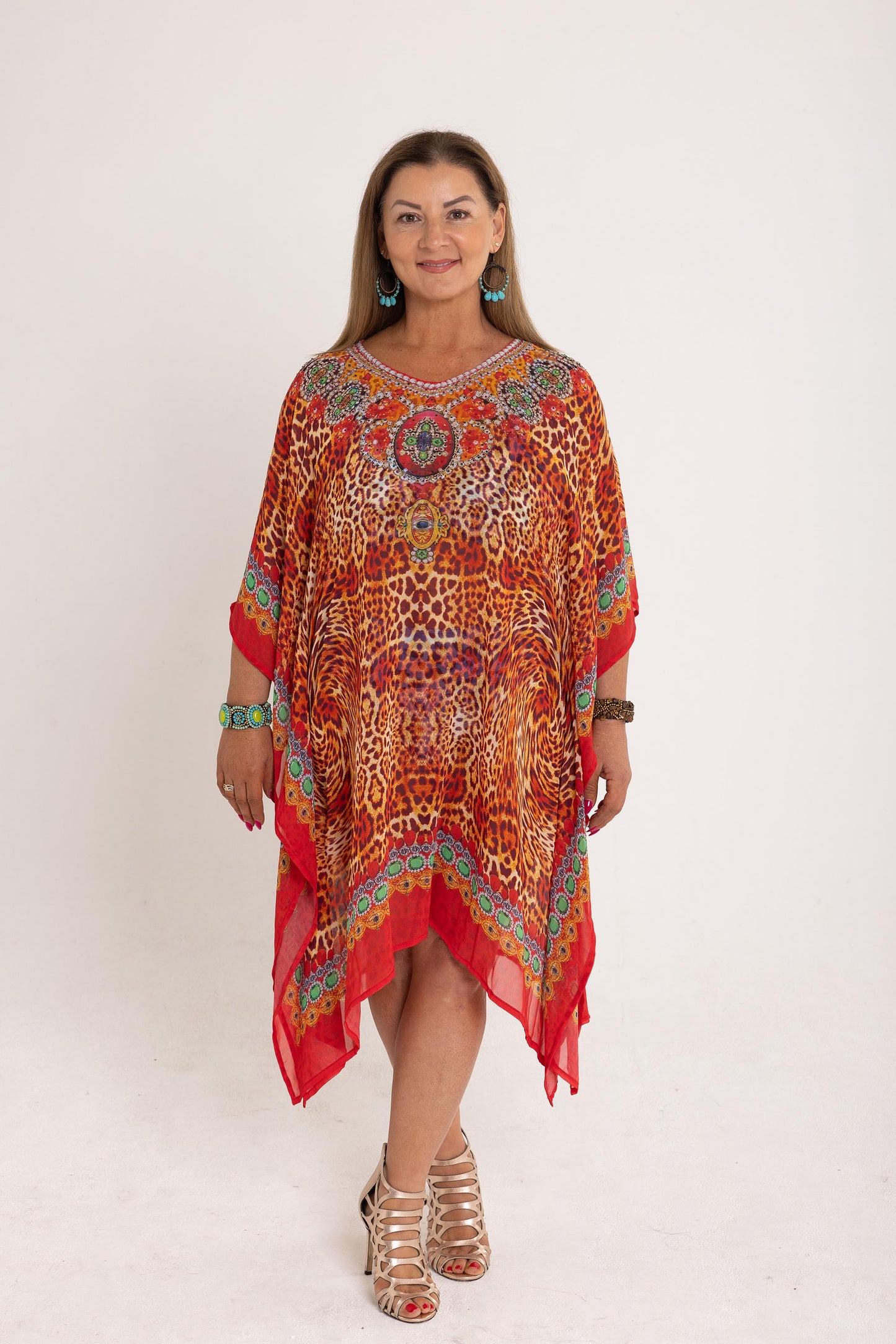 Short Chiffon - Red Tiger Kaftan