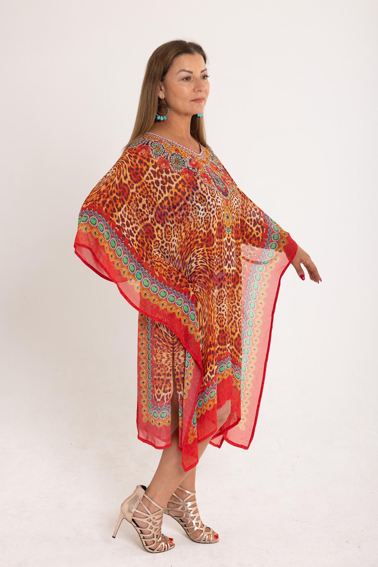 Short Chiffon - Red Tiger Kaftan