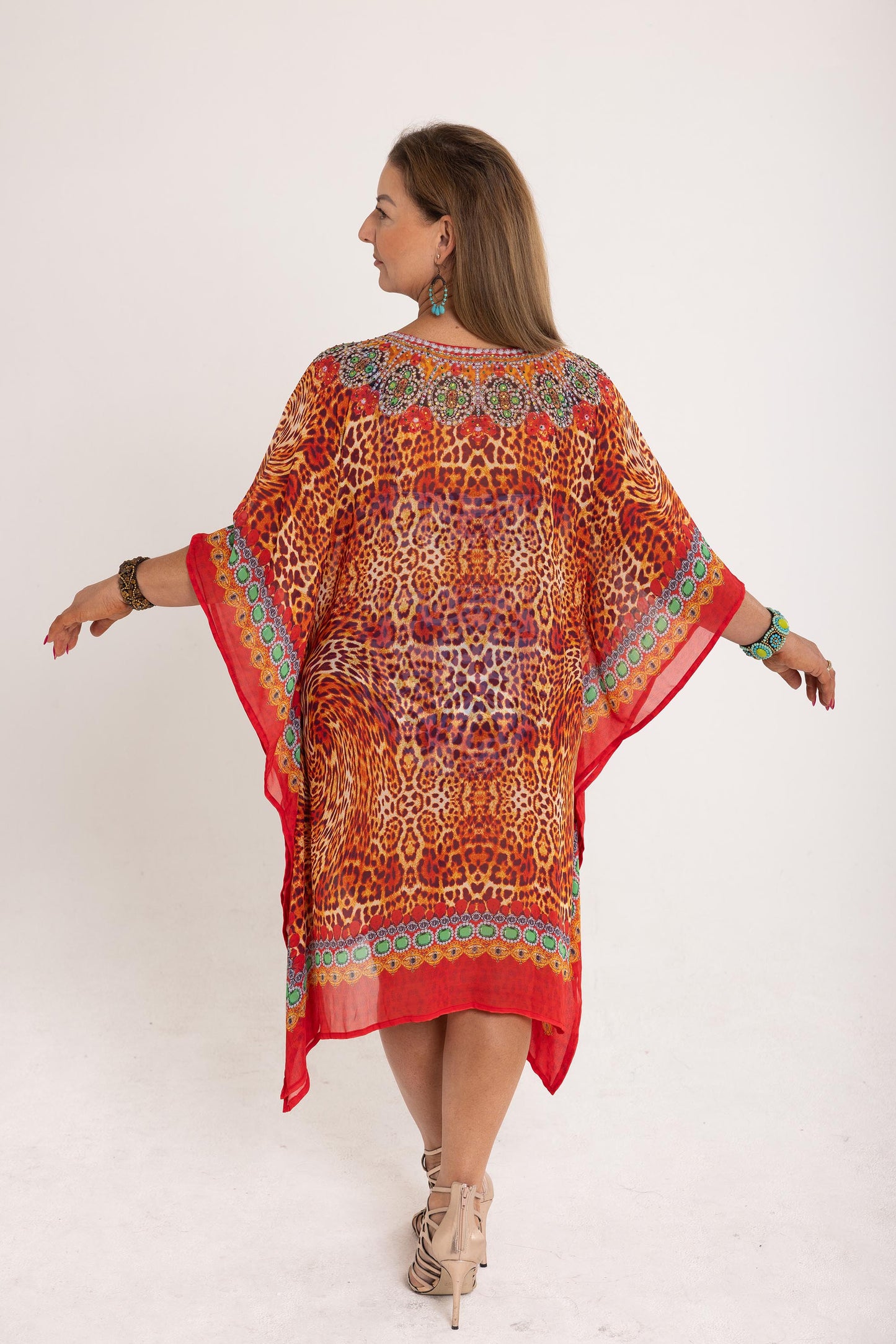 Short Chiffon - Red Tiger Kaftan