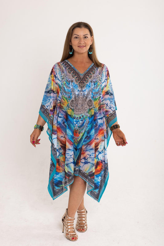 Short Chiffon - Blue Sapphire Kaftan