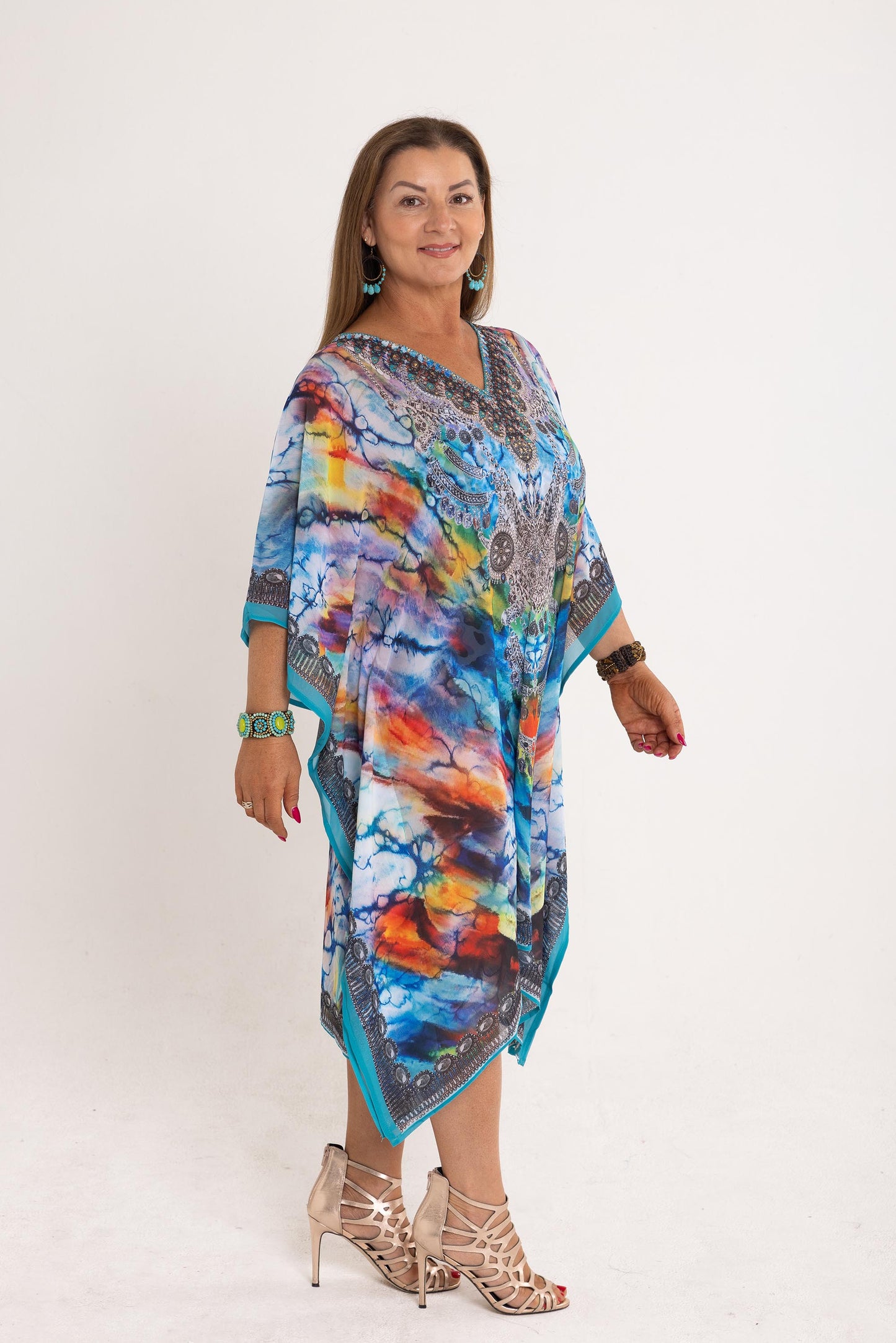 Short Chiffon - Blue Sapphire Kaftan