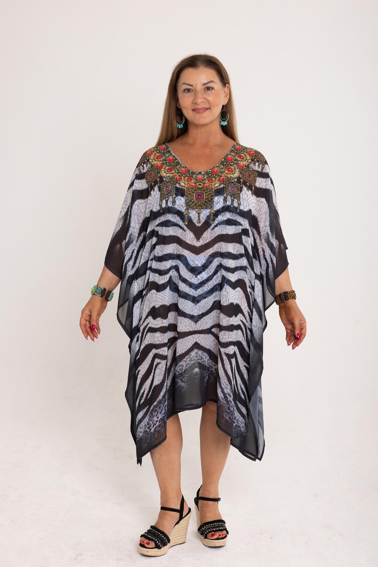 Short Chiffon - The Zebra Safari Kaftan