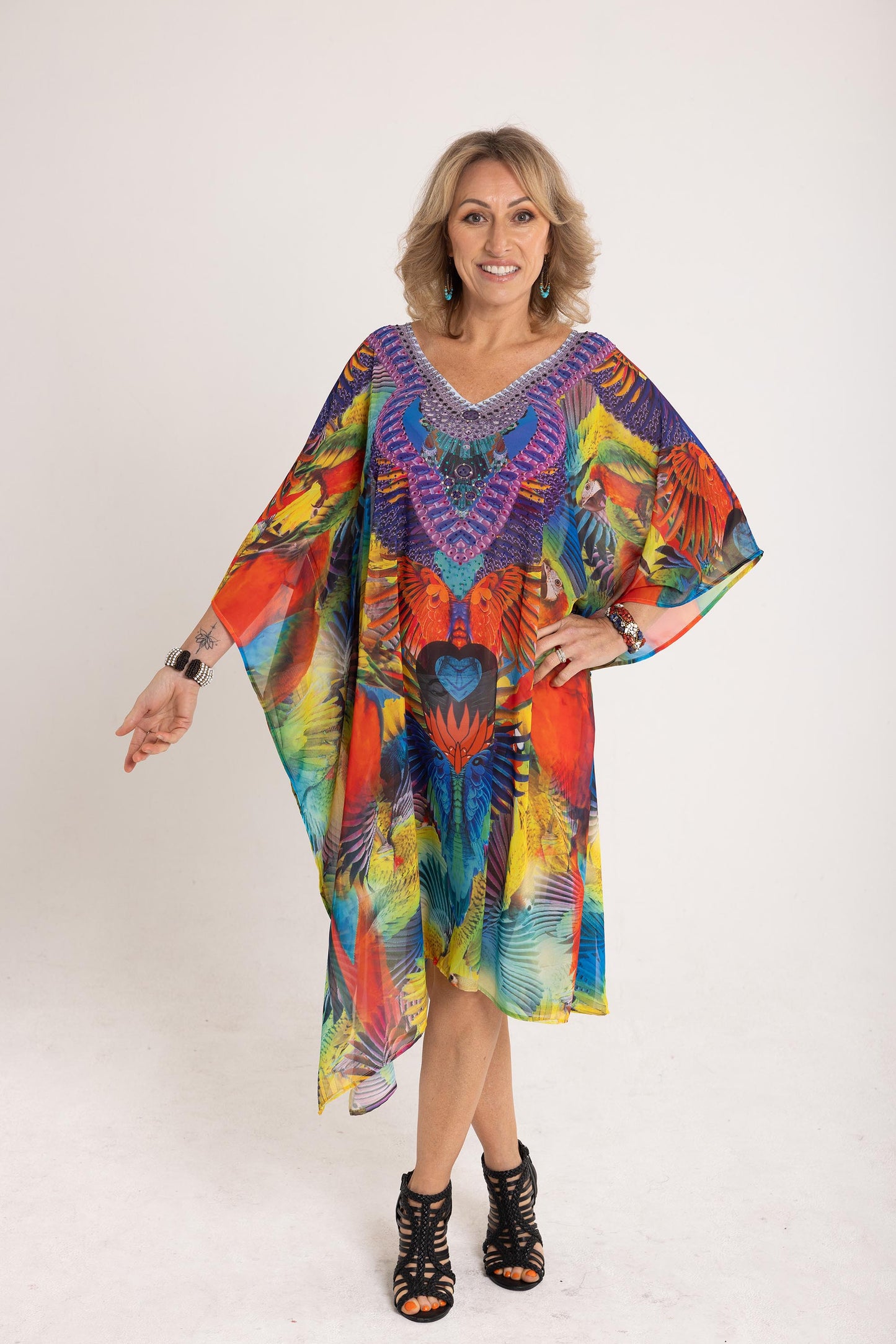 Short Chiffon - The Red Parrot Kaftan