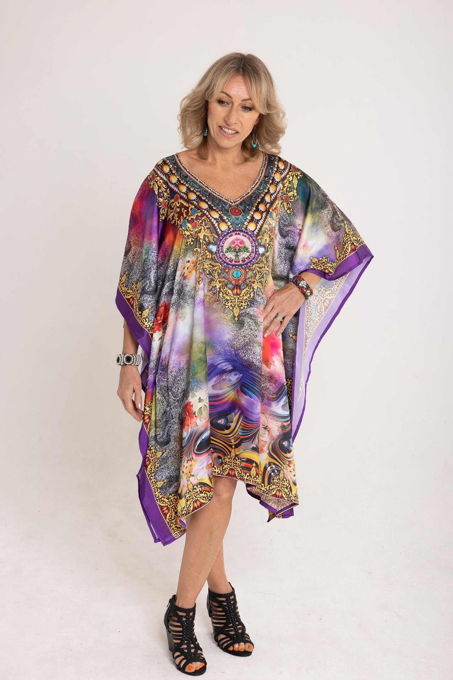 Short Satin - Purple Melody Kaftan