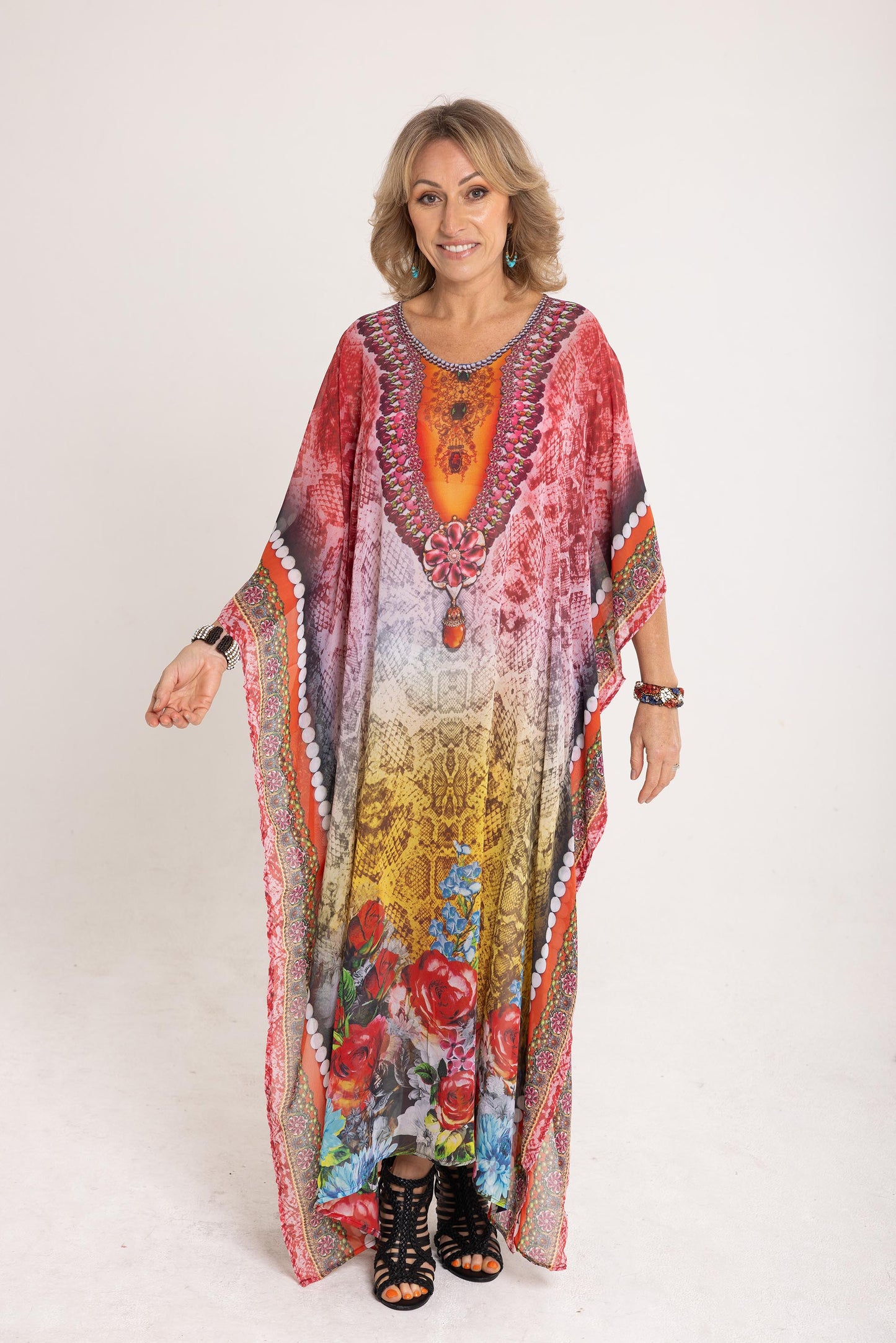 Long Chiffon - The English Rose Kaftan